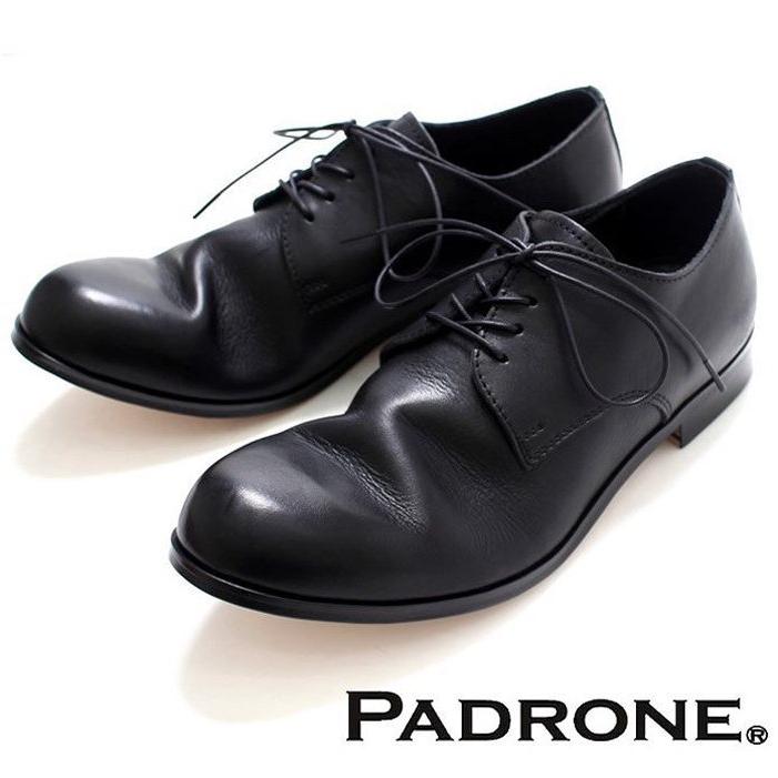 PADRONE パドローネ 再入荷完了 DERBY PLAIN TOE SHOES BLACK ダービー