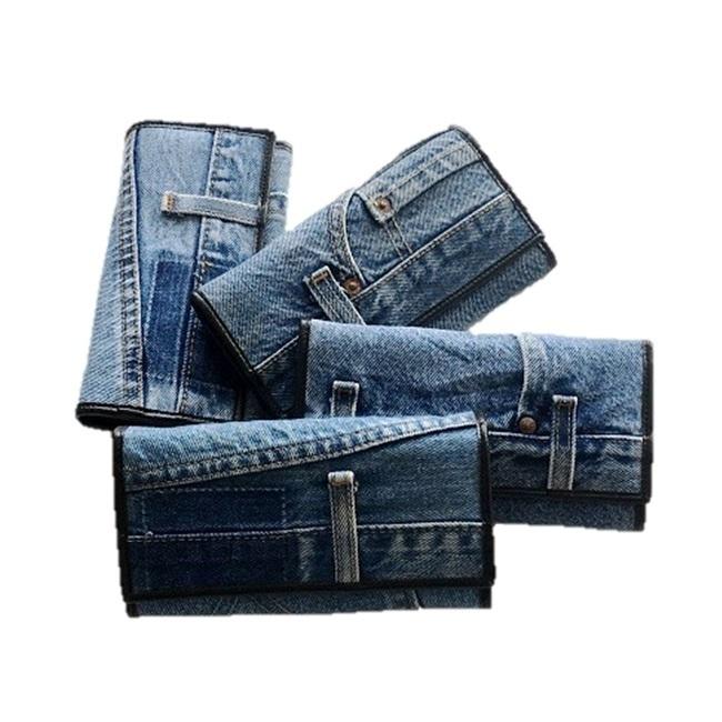 デニム 長財布 ロングウォレット B 財布 リメイク ジーンズ 一点物