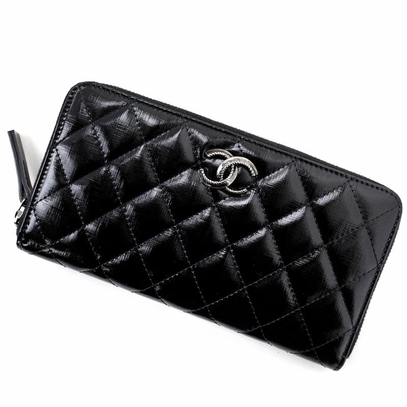 CHANEL（シャネル） 長財布 マトラッセ ココマーク ブラック シルバー