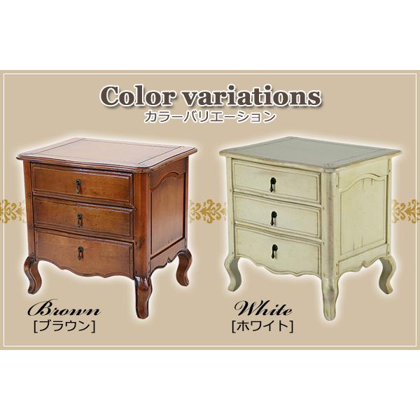 アンティーク調 3段 チェスト サイドテーブル ブラウン 約W65×約D49.5