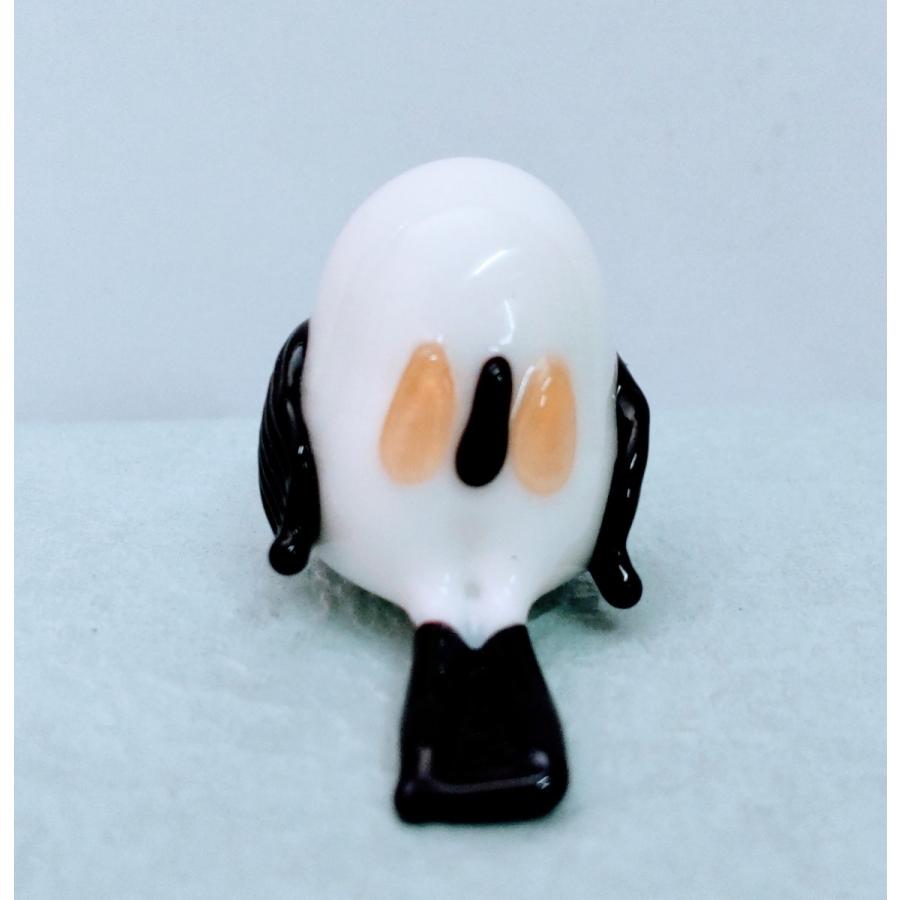 ガラス細工 シマエナガ（L）羽の色黒 ミニチュア 置物 雑貨 動物 鳥