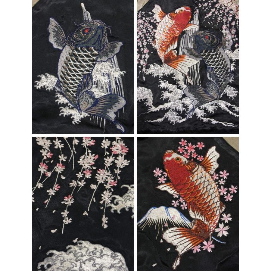 スカジャン 花旅楽団×さとり コラボ 双跳ね鯉リバーシブルスカジャン