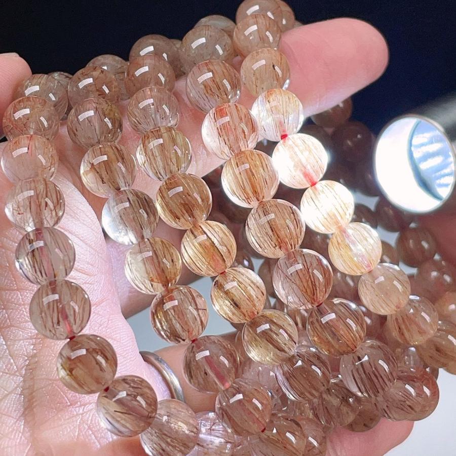 PROME 天然石 オレンジルチルクォーツ（金紅石入り水晶）9-9.8mm