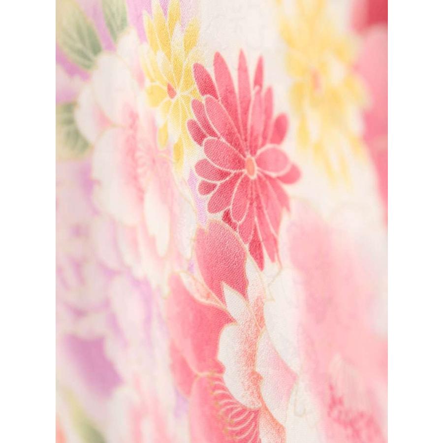 7歳着物 牡丹桜柄の七五三着物レンタルフルセット（白系 ）｜女の子(七