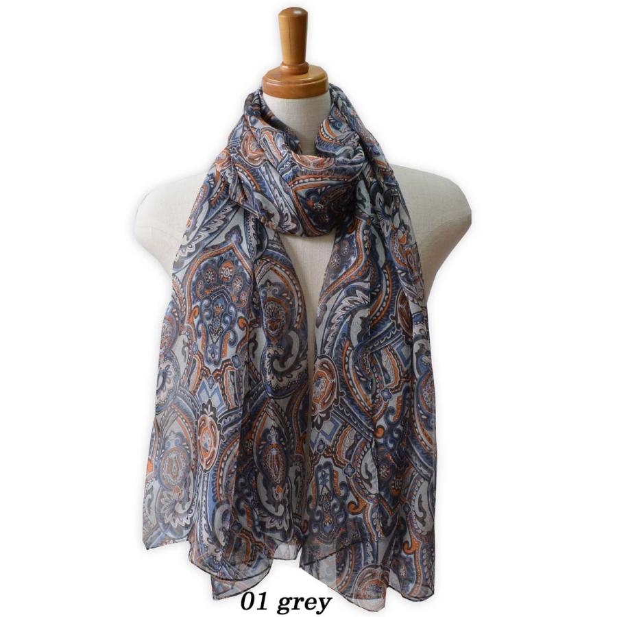 シルク100% シフォン 特大判 ロングスカーフ ストール エスニック 609