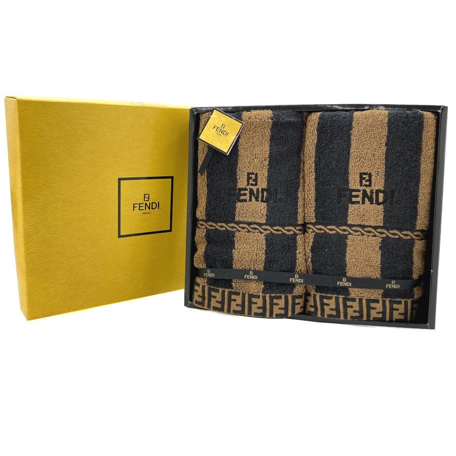FENDI（フェンディ） フェイスタオル 2枚セット ロゴ入り ズッカ柄