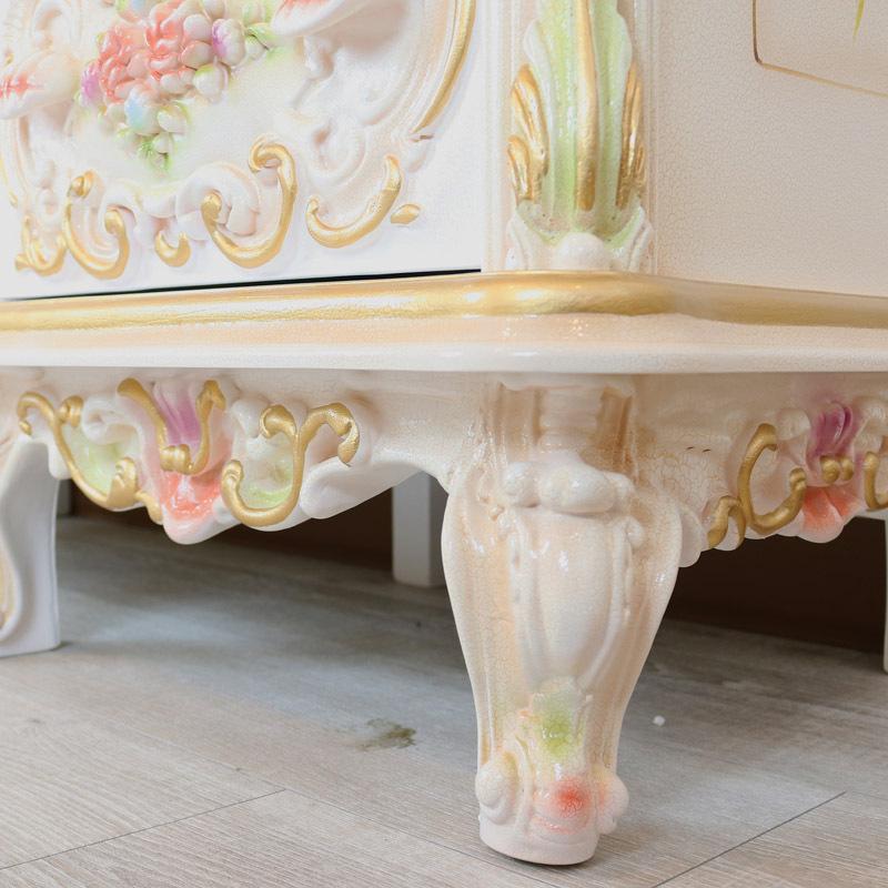 ロココ調 テレビボード 140cm クラック仕上げ テレビ台 ローボード 白