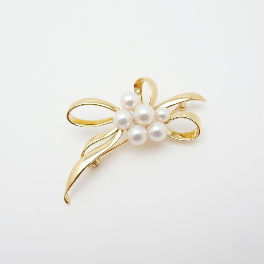 MIKIMOTO（ミキモト） アコヤ真珠 ブローチ 6.3〜4.8mm K18YG SAランク