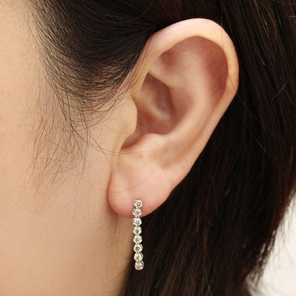 ピアス ダイヤモンド ダイヤ スタッドピアス バーピアス 18金 k18 18k