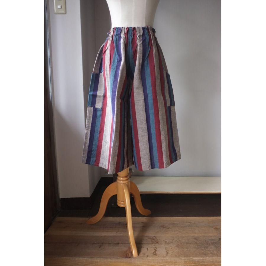 YAMMA ヤンマ産業 会津木綿 キュロットパンツ acr-pt 縞 5 colors