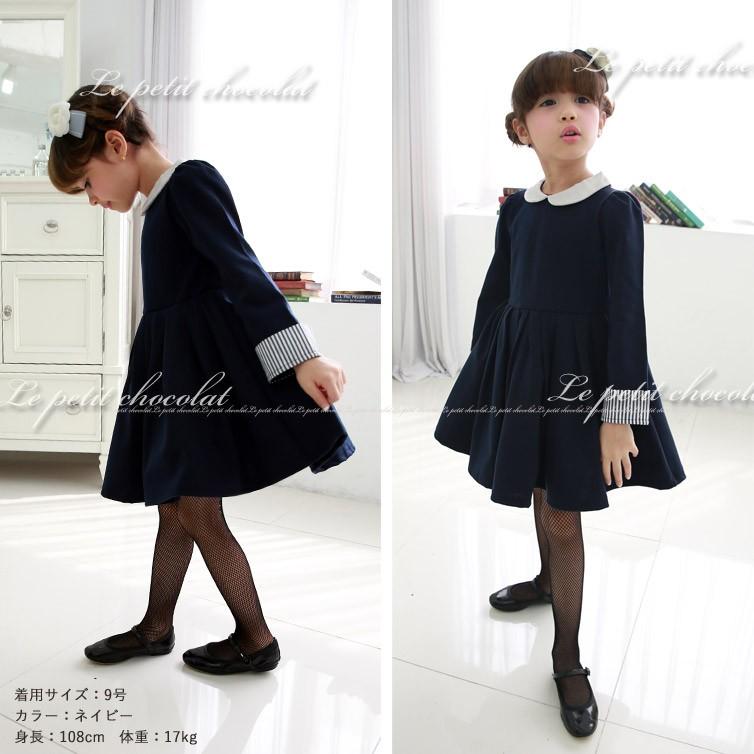 ワンピース 女の子 ネイビー 紺 黒 グレー 入園式 卒園式 入学式 冠婚