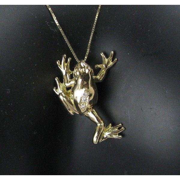 カエル 蛙 k18イエローゴールド ダイヤモンド ペンダントトップ