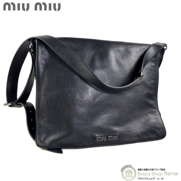 miu miu（ミュウミュウ） レザー 斜め掛け ショルダー バッグ ブラック