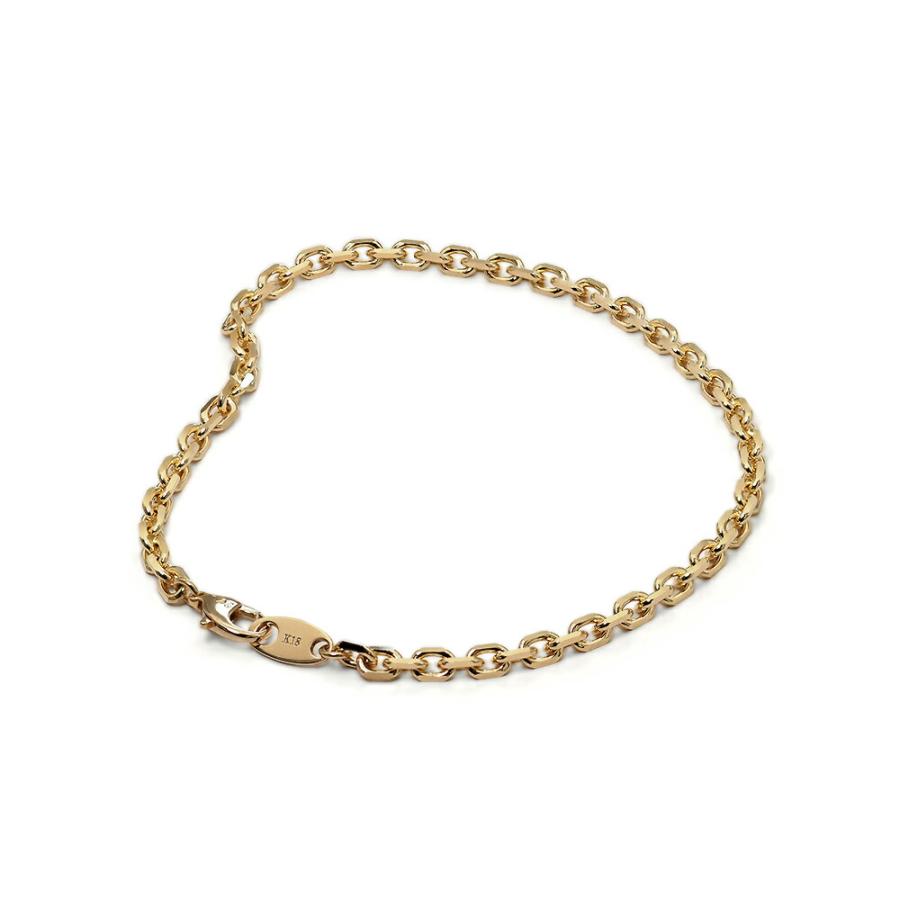 ブレスレット チェーン 18金 イエローゴールド 4面カット小豆チェーン