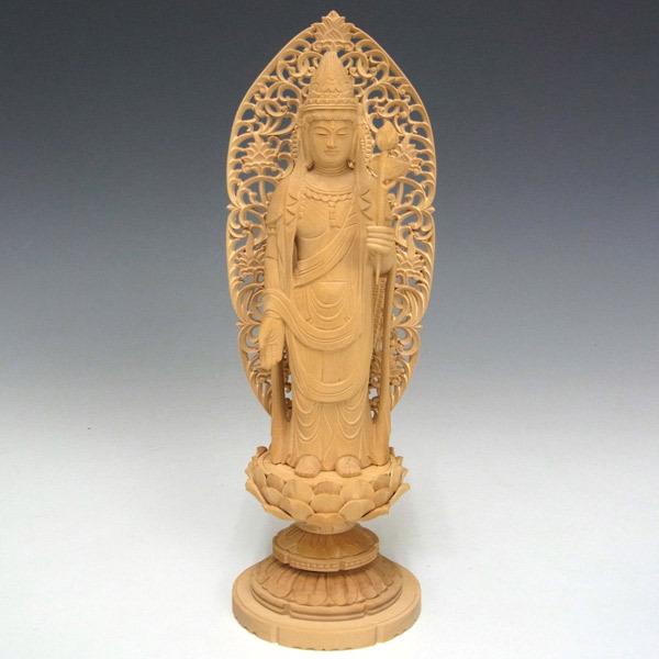 聖観音菩薩 立像 高さ21cm 柘植製 木彫り 仏像 : 仏像と縁起物の専門店