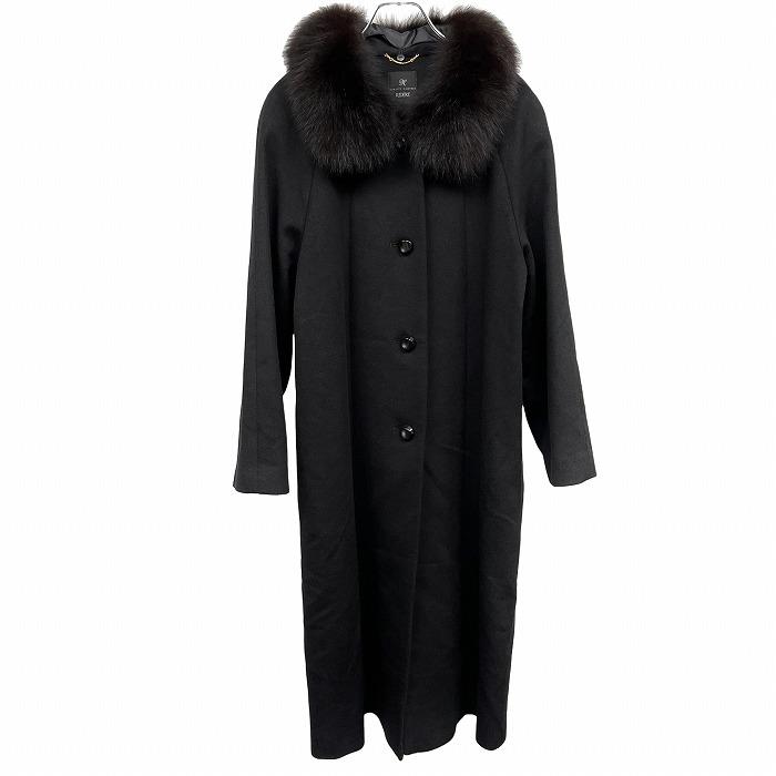 RIDERE 少し薄手 ステンカラーコート ファー脱着可 総裏地 無地 長袖