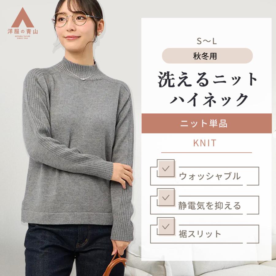 AOYAMA 【洋服の青山】洗える ハイネックニット ニット レディース
