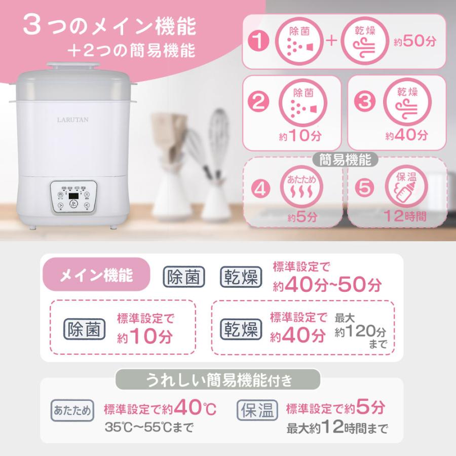 LARUTAN（ラルタン） 哺乳びん除菌乾燥機 哺乳瓶 除菌 スチーム除菌