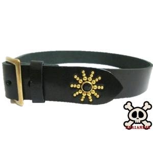 栃木レザー フラワー型 スタッズベルト 黒 ブラックスポッツ 日本製 一