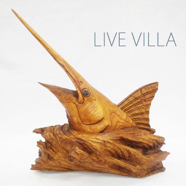 マリン カジキ マカジキ カジキマグロ 木彫り オブジェ L 置物 魚