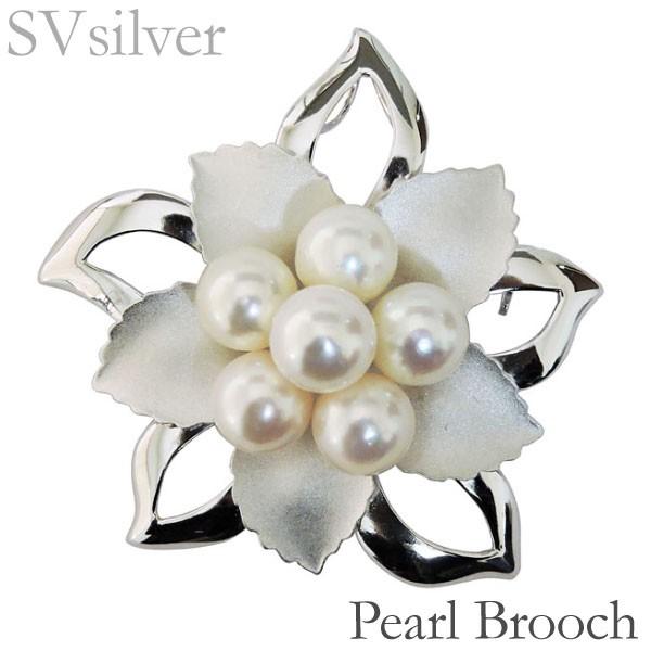 パール ブローチ パールブローチ フォーマル 花 モチーフ あこや本真珠
