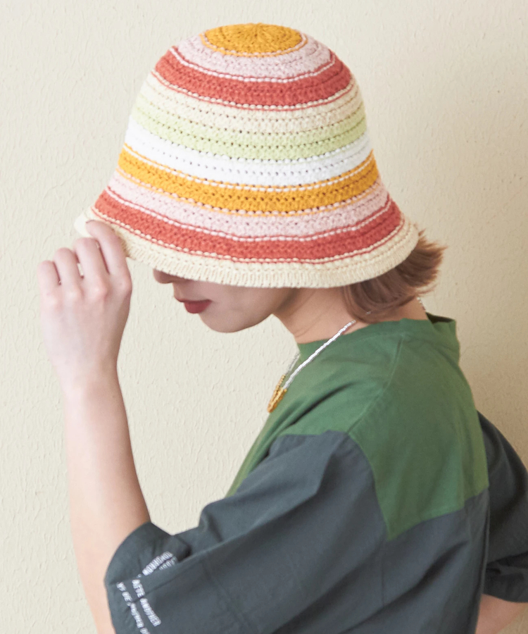 カギ針 カラフル ボーダー柄 ハット｜ファッション通販サイトのCUBE