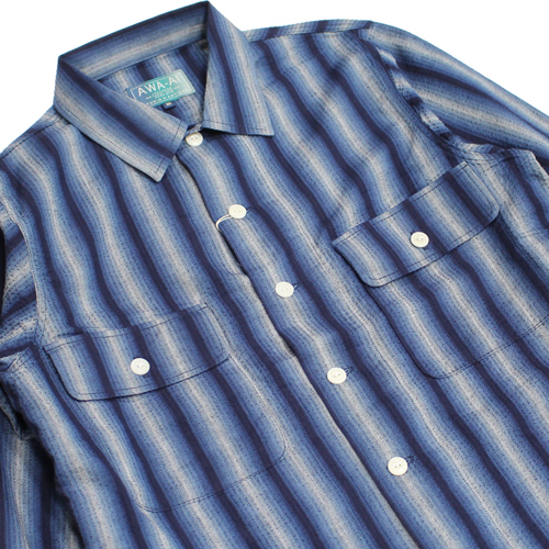 ステュディオダルチザン阿波しじら織り長袖シャツ(ストライプ柄)