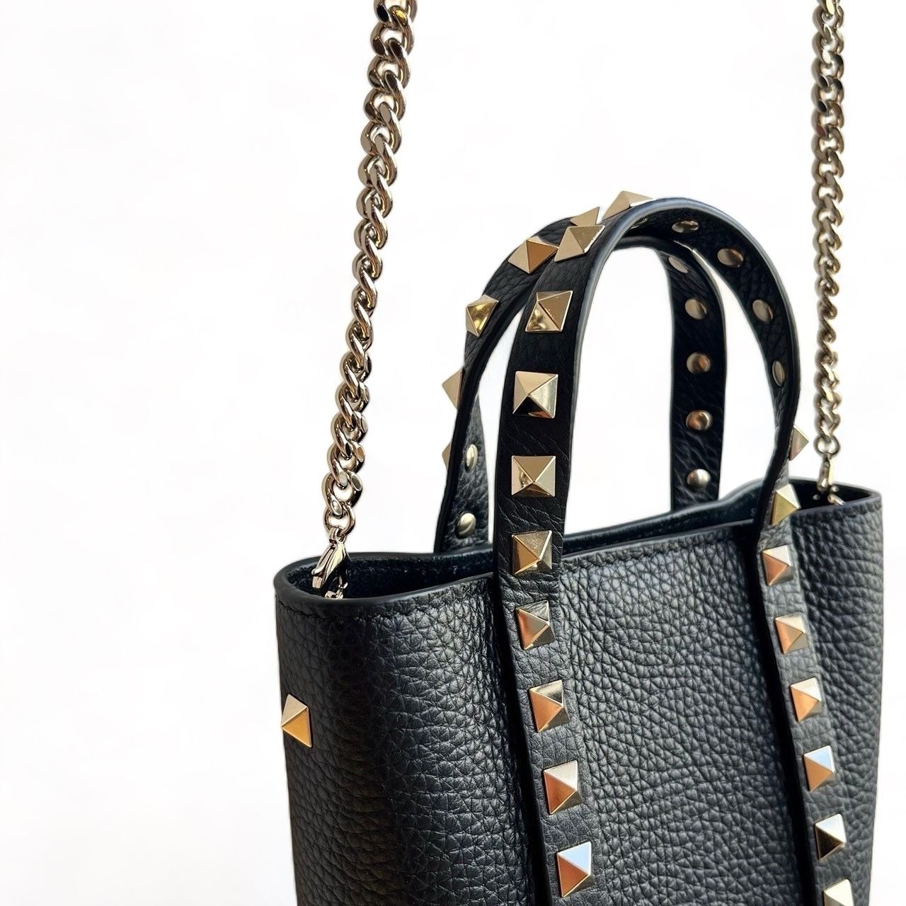 VALENTINO - ロックスタッズ グレインカーフスキン チェーンポーチ