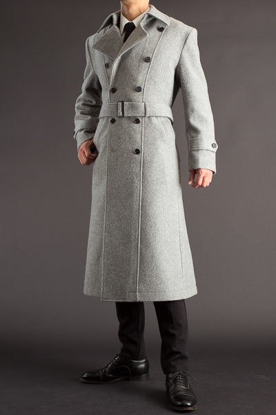 ナポレオンコート メルトンウール ミディアムグレー 120 【ロング