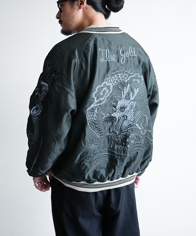 GL15852]gold(ゴールド)ACETATE SOUVENIR JACKET DRAGON アセテート