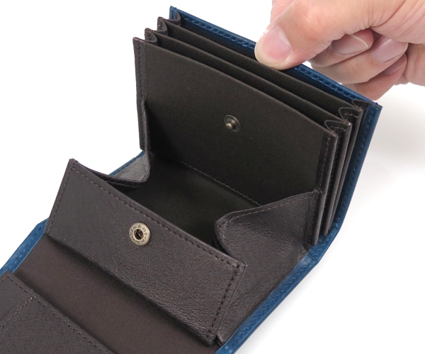 エムピウ m+ ミッレフォッリエ 2P25 ミニ財布 （カラー：ブルー×チョコ