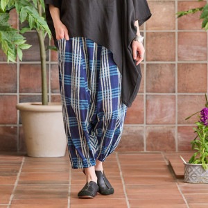 インディゴチェックサルエルパンツ｜マライカ公式通販