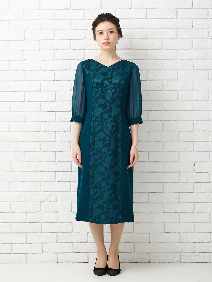 カットジャカードタイトラインドレス｜パーティードレスの通販AIMER