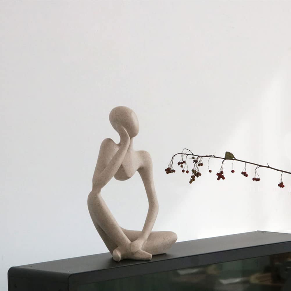 Amazon.co.jp: オブジェ 抽象彫刻 アート 砂岩 考える人 物思いに耽る