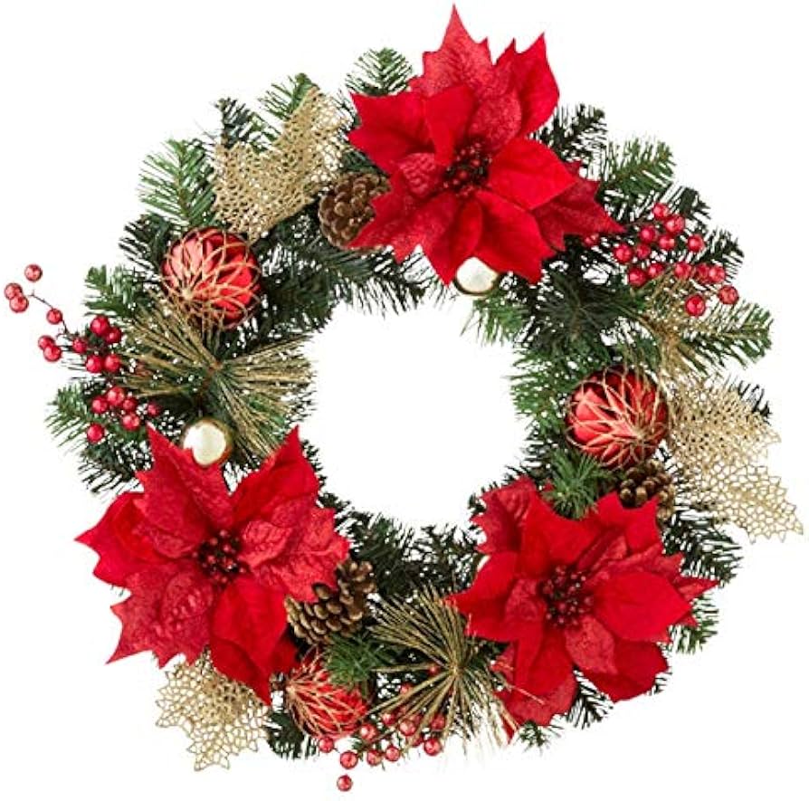 Amazon | クリスマスリース ポインセチアリース | リース | おもちゃ