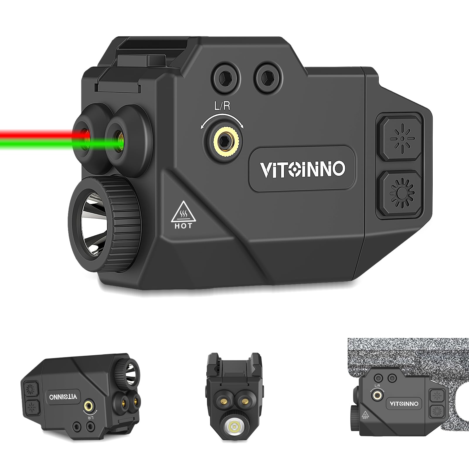 Amazon.com: 500lm Pistol Light and Red Green Laser Combo,Slidable