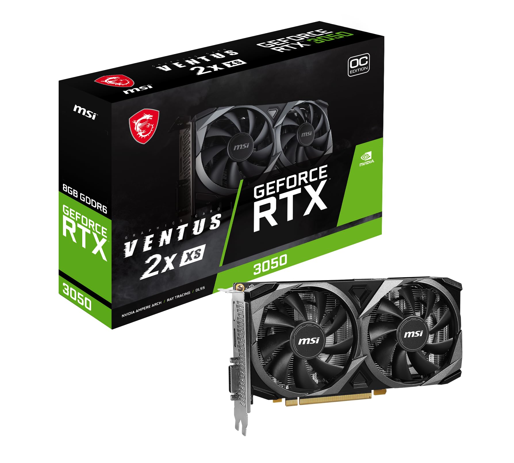 MSI NVIDIA GeForce RTX 3050 Ventus 2X XS 8G OC Graphics Card - 8
