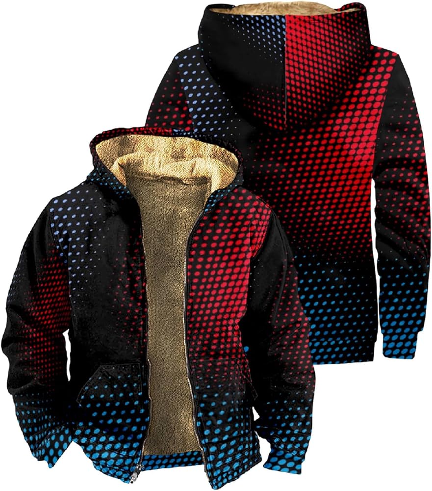 Shunking Camo Hooded Jacket for Men Fleece Lined Hoodies Full