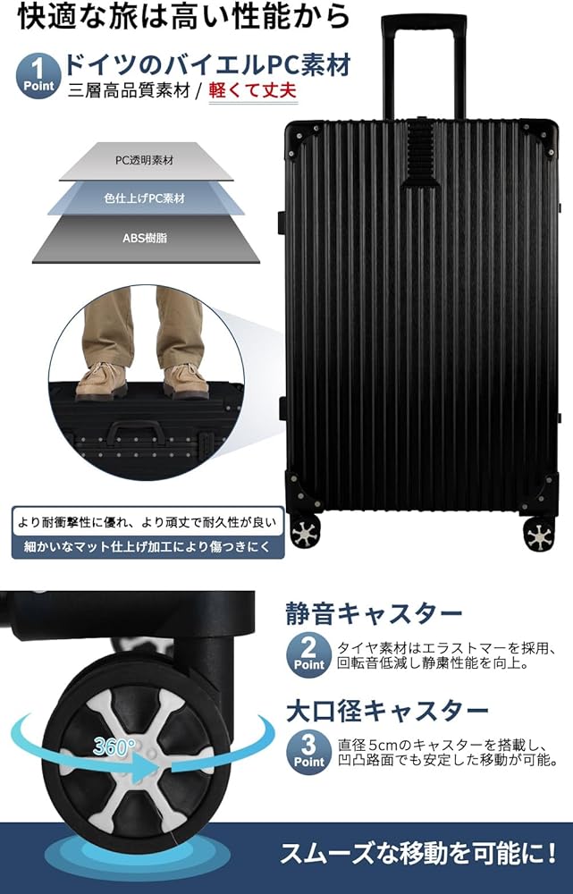 Amazon.co.jp: [タビトラ] スーツケース 大型 人気 キャリーバッグ TSA