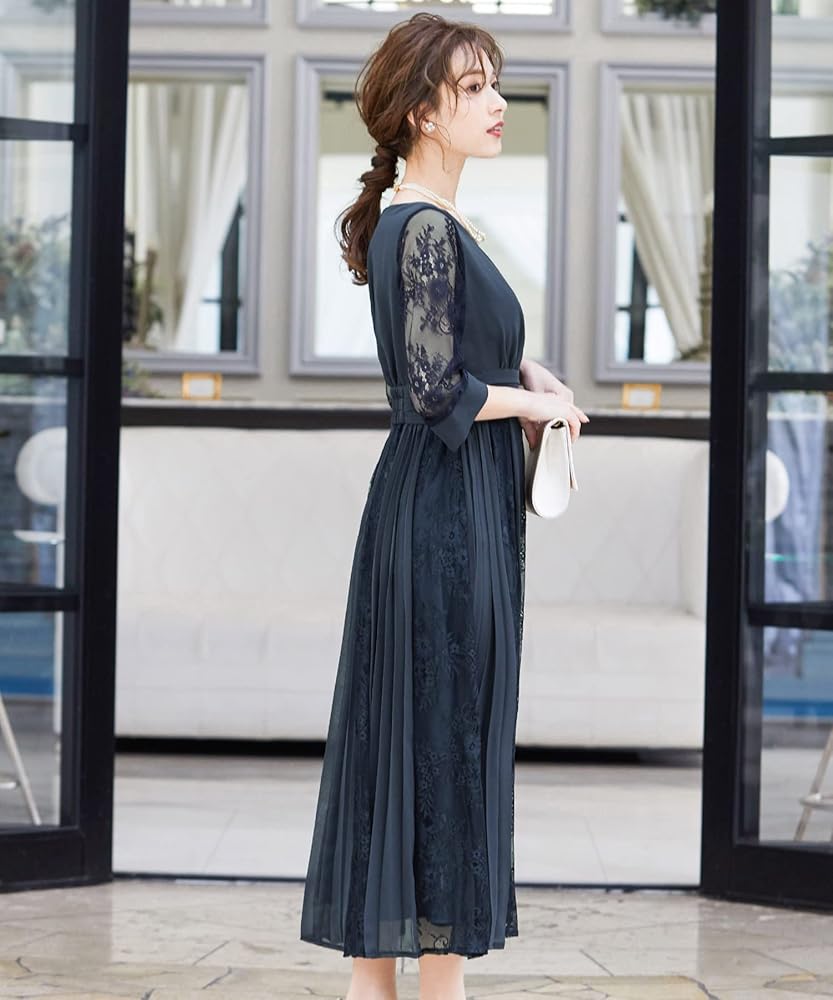 Amazon | [niana] 結婚式 ワンピース パーティードレス 花柄 プリーツ