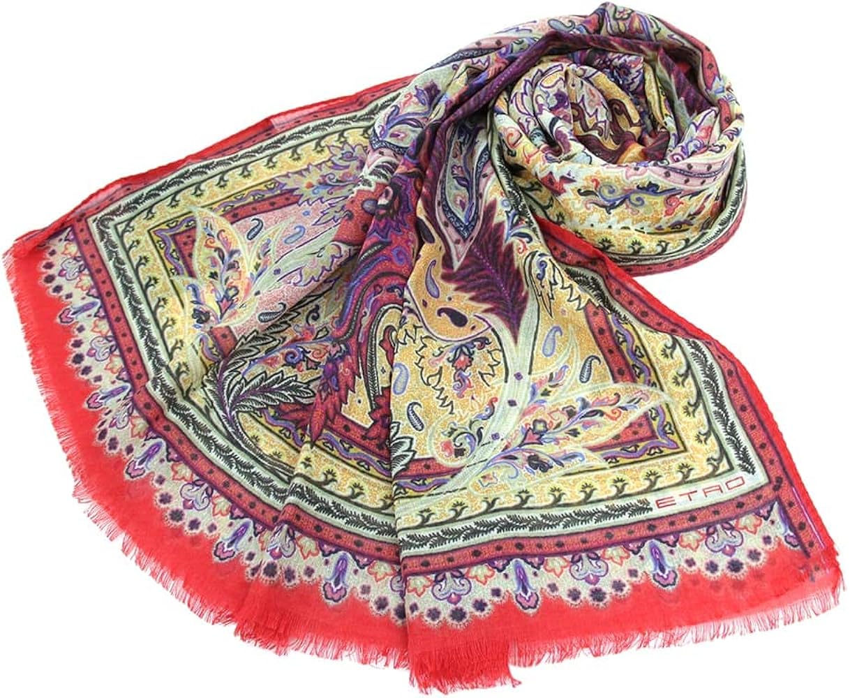 Amazon | [Etro] [エトロ] スカーフ ウール シルク マルチカラー Scarf