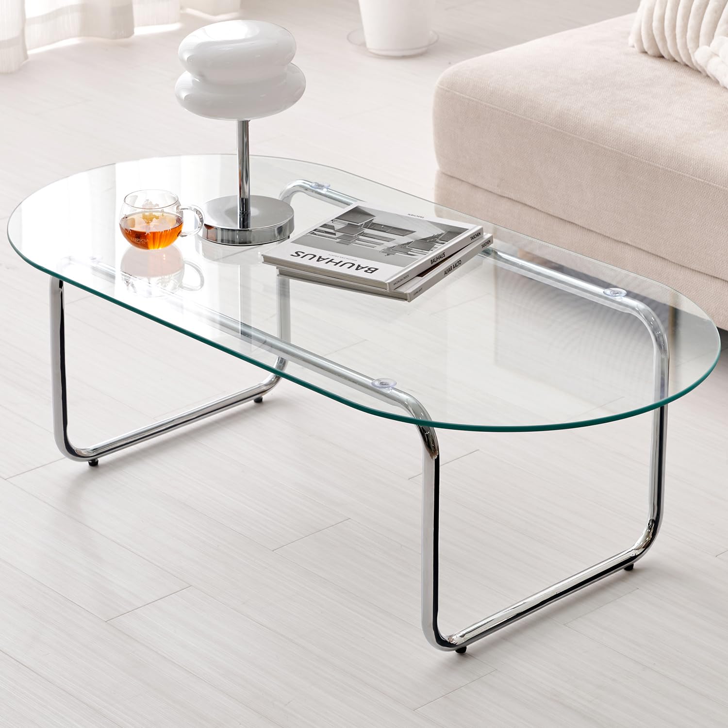 Amazon.co.jp: 萩原 ガラステーブル ローテーブル 円形 【 8mm 強化