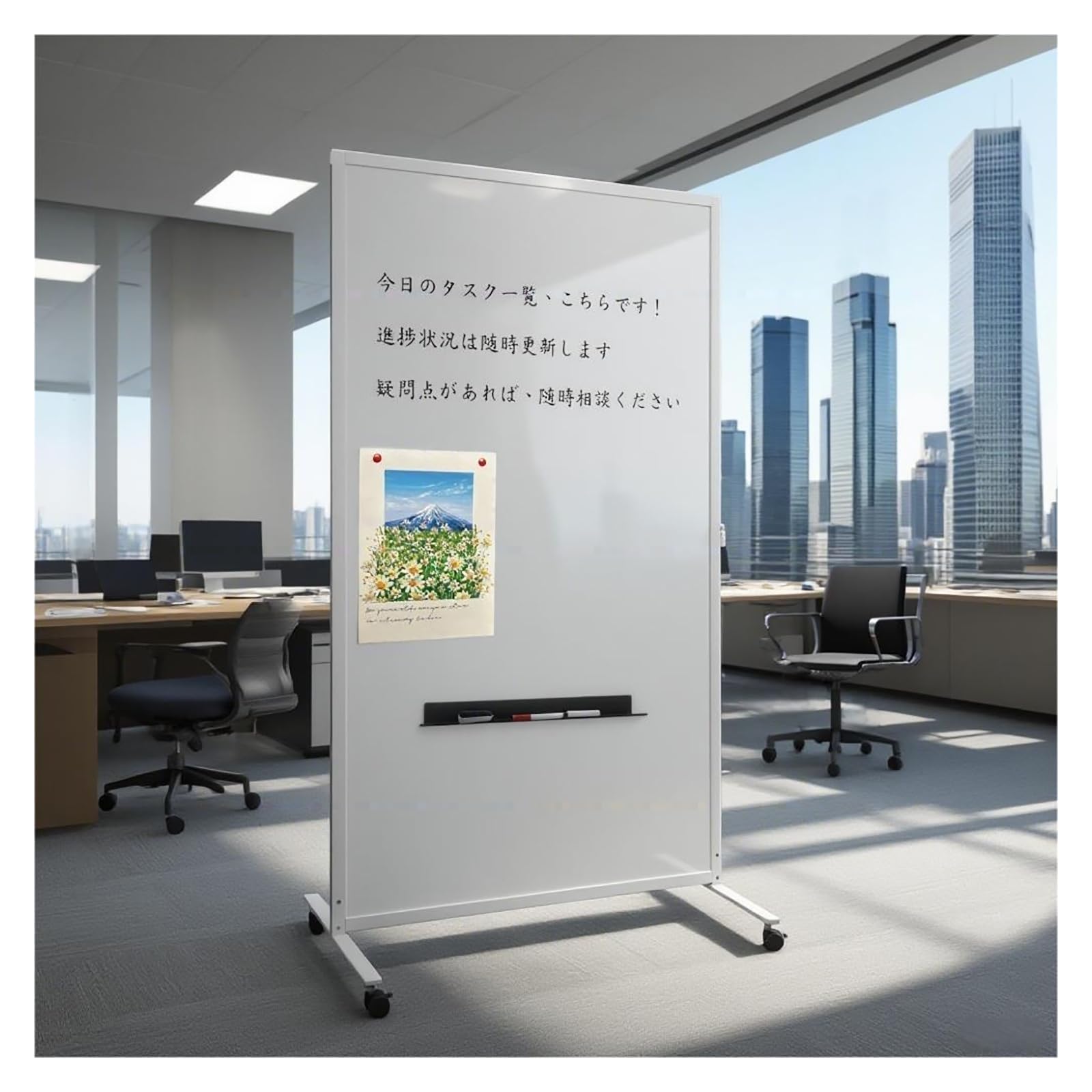 Amazon | 法人様向け 可動式 間仕切り ホワイトボード パーテーション