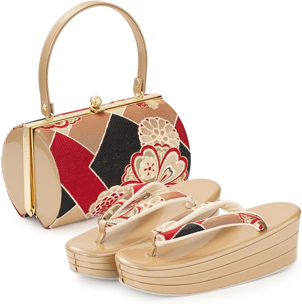 Amazon.co.jp: [京のみやび] 草履バッグセット 厚底タイプ エナメル