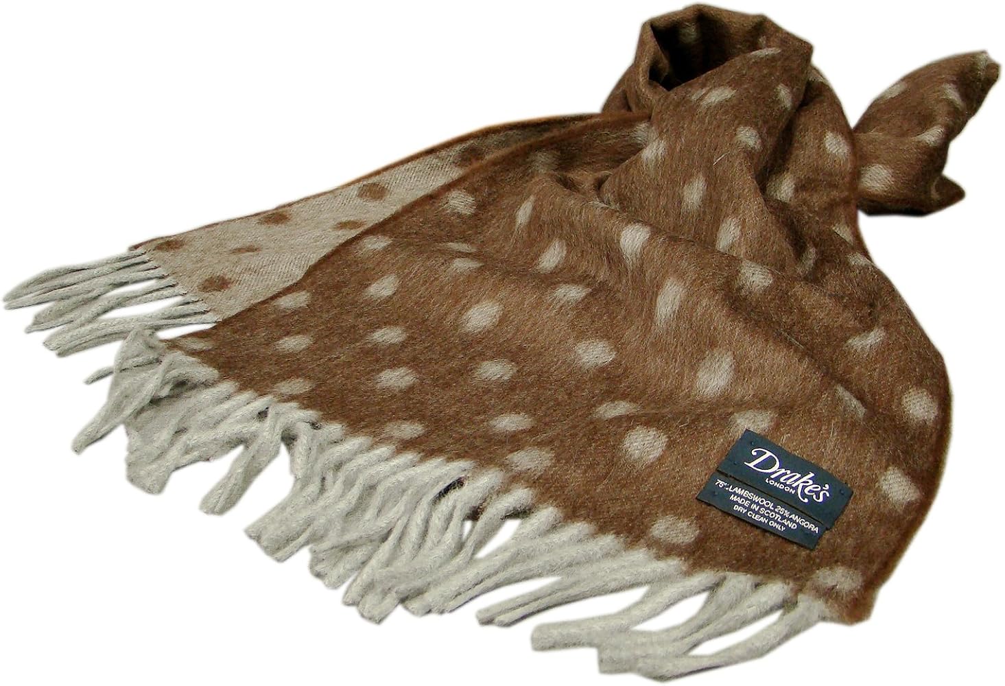 Amazon | DRAKES/ドレイクス ラムウール/アンゴラ マフラー (ブラウン