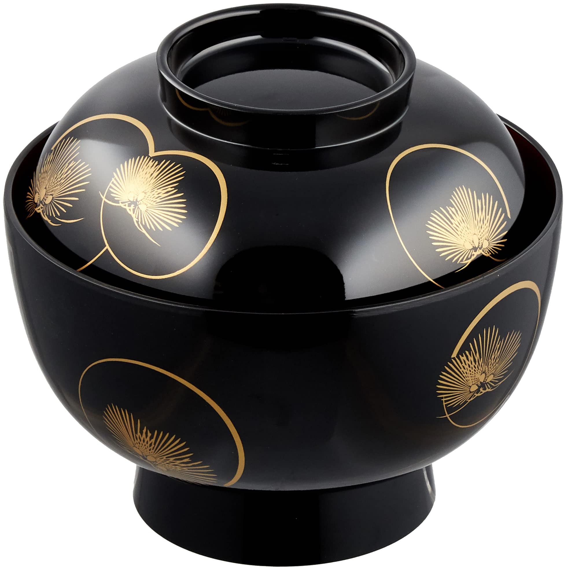 Amazon.co.jp: まえじゅう漆器 雑煮椀 光輪松 黒内朱 伝統工芸 山中