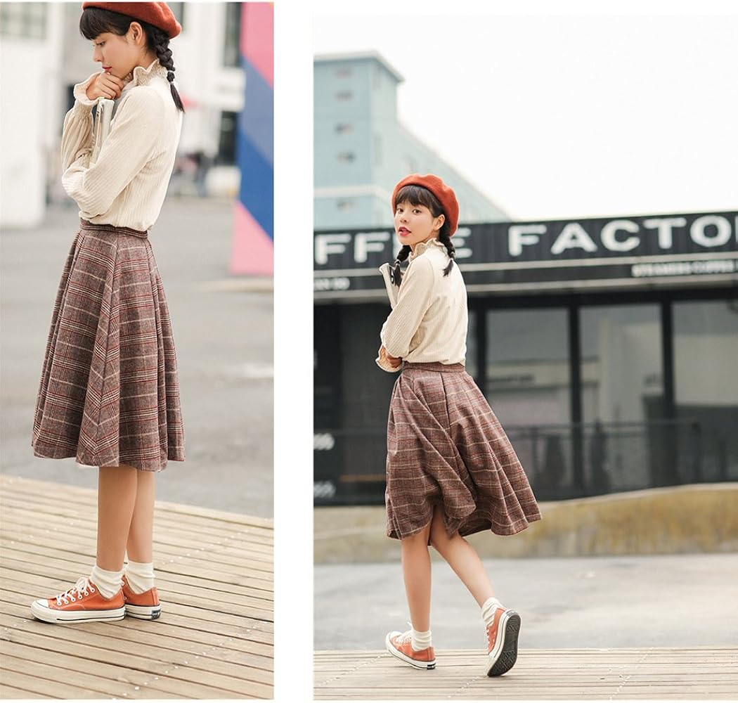 Amazon.co.jp: グレンチェック スカート フレア 膝丈 Aライン ひざ丈