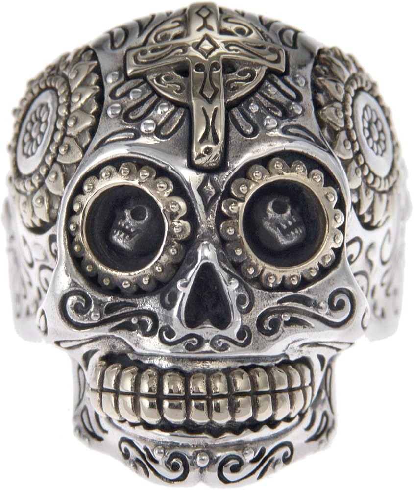 Amazon | [goodvibrations] シルバー925 メキシカンスカル リング 20号