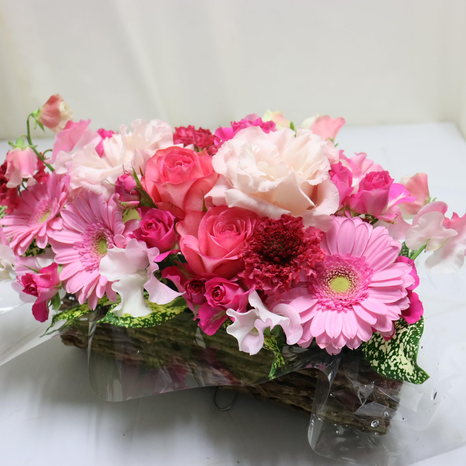 Amazon | PURIZA 花 フラワーアレンジメント 横長 生花 旬の花材入り