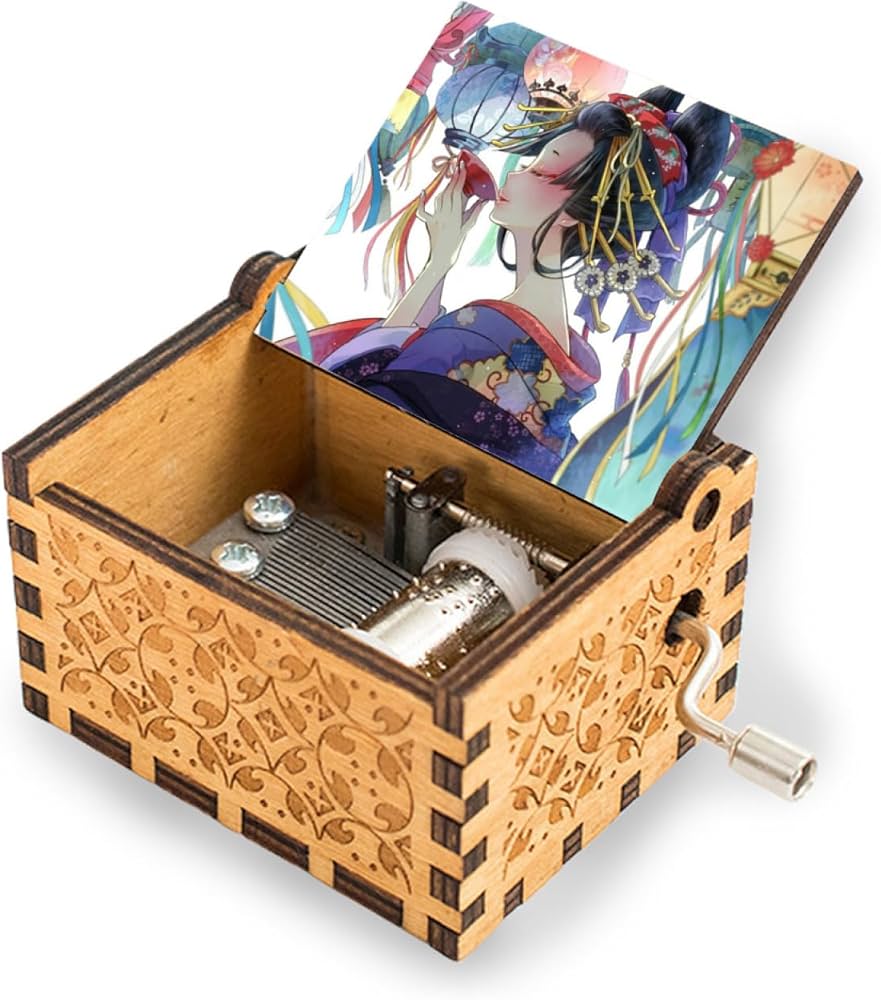 Amazon | オルゴール 音楽ボックス 和服 美人 花魁 和風柄 木製